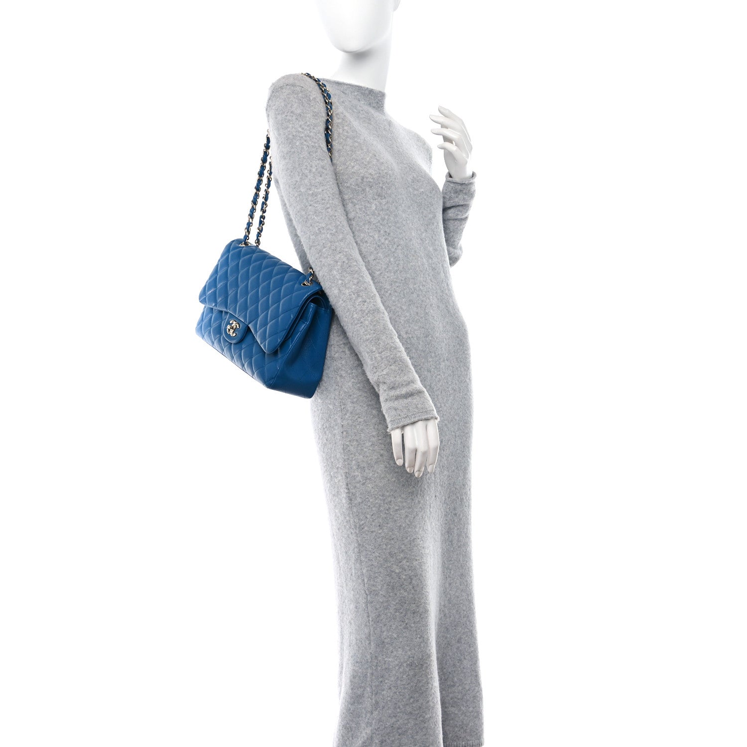 Chanel Caviar Quilted Jumbo Double Flap Blue 2 of 10