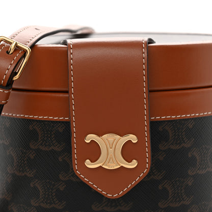 Celine Calfskin Triomphe Canvas Medium Tambour Bag Tan 8 of 10