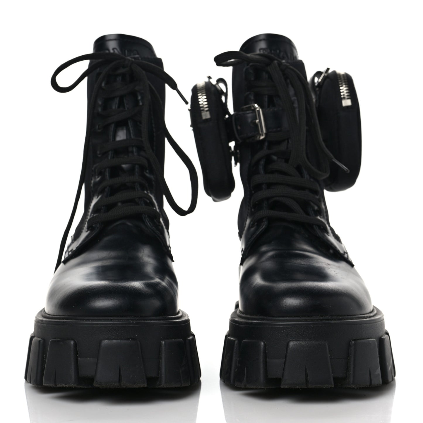 Spazzolato Rois Nylon Metal Triangle Logo Monolith Pouch Pocket 55mm Boots 38.5 Black