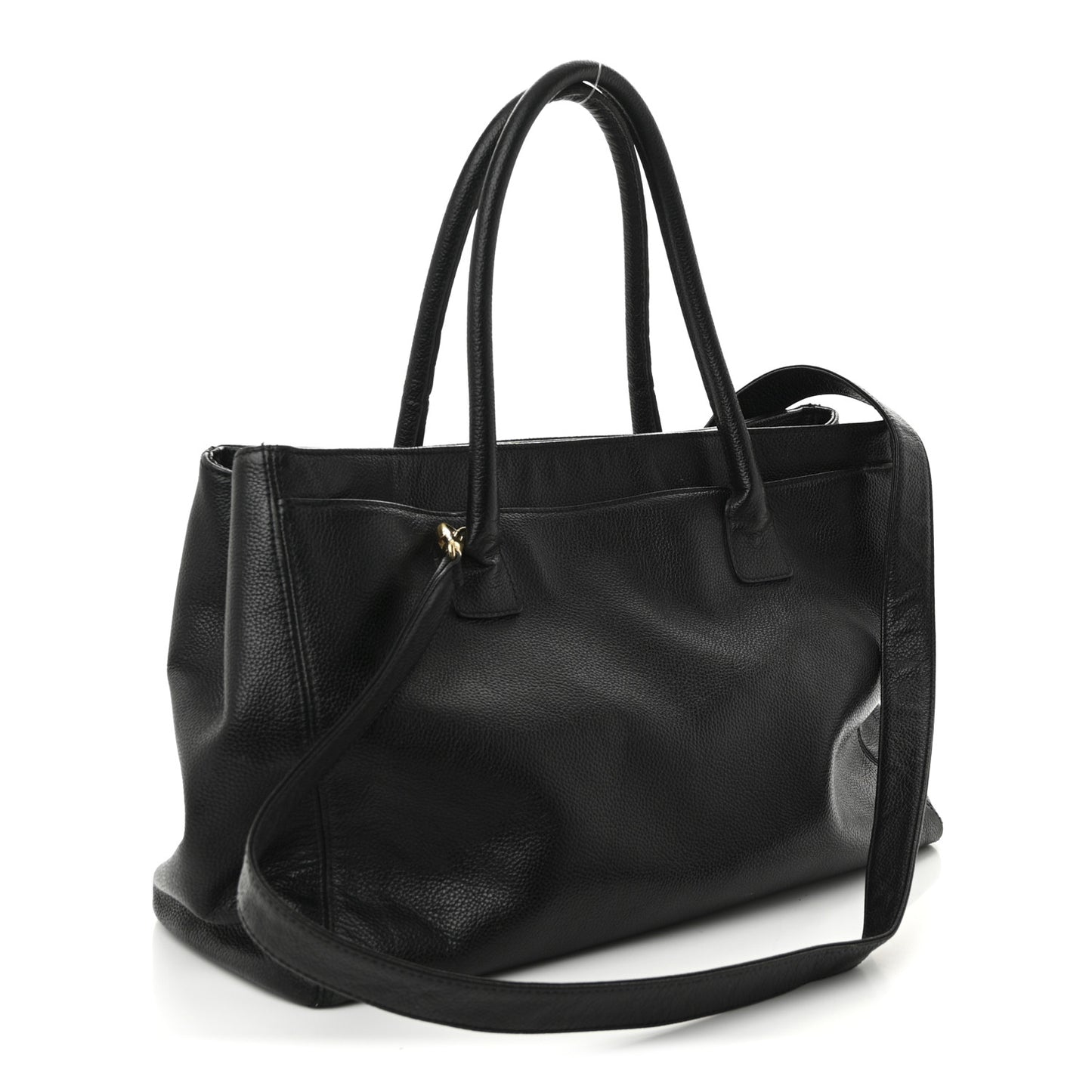 Calfskin Cerf Executive Shopper Tote Black