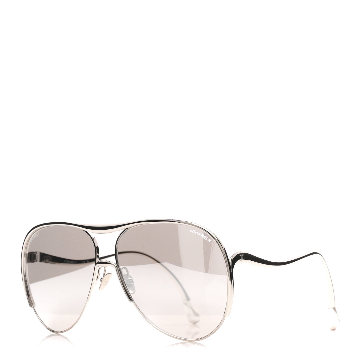 Chanel Mirrored Pilot Sunglasses 71790 Silver 1 of 8
