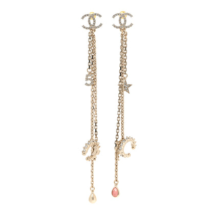 Chanel Crystal Star 5 Drop CC Earrings Gold 1 of 4