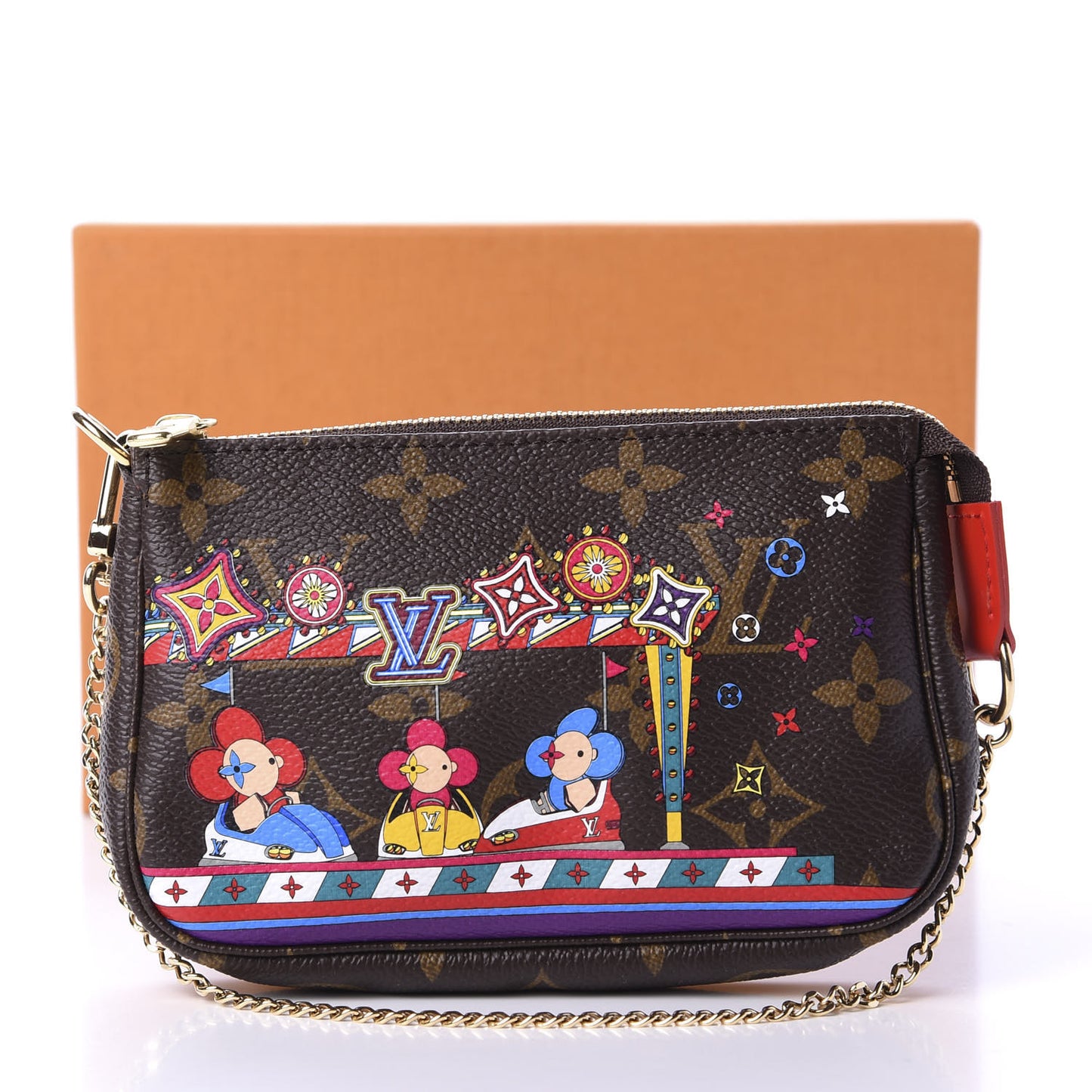 Monogram 2020 Christmas Animation Bumper Cars Mini Pochette Accessories Coquelicot