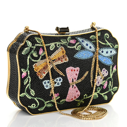 Judith Leiber Crystal Dragonfly Minaudiere Clutch Black Gold Multicolor 3 of 6