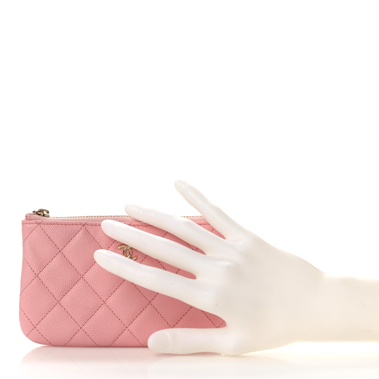 Caviar Quilted Small Cosmetic Case Light Pink