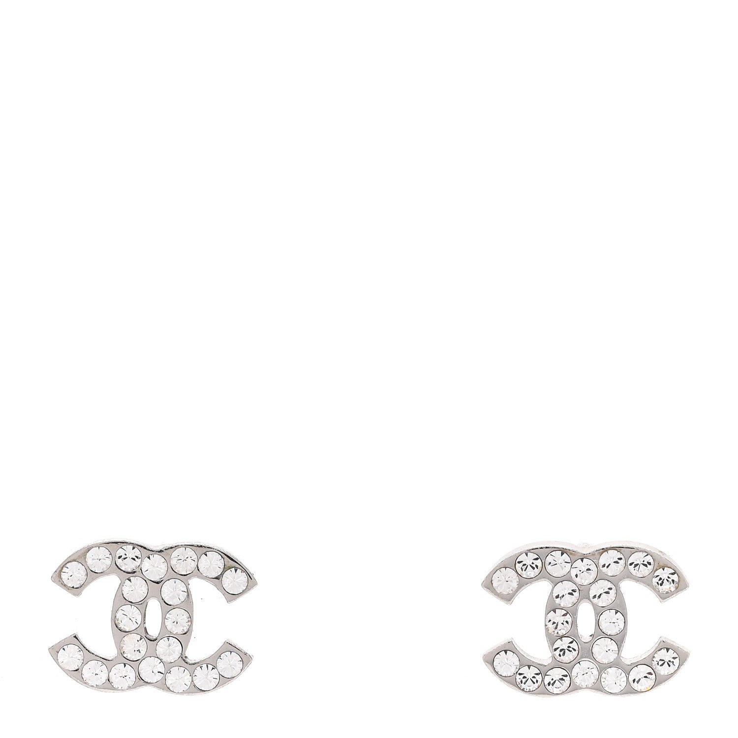 Chanel Crystal Mini Timeless CC Earrings Silver 1 of 4