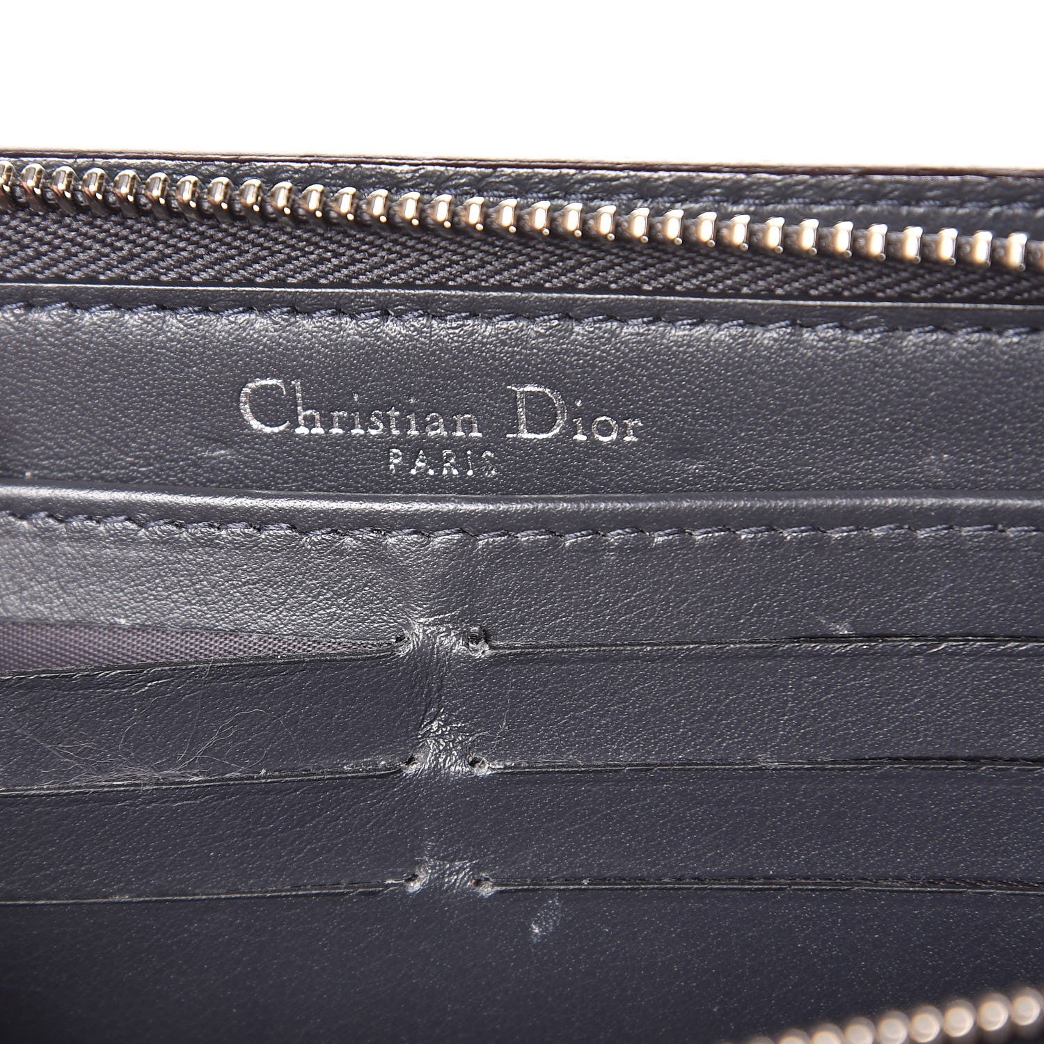 Christian Dior Metallic Bullcalf Diorissimo Voyageur Wallet Silver 6 of 9