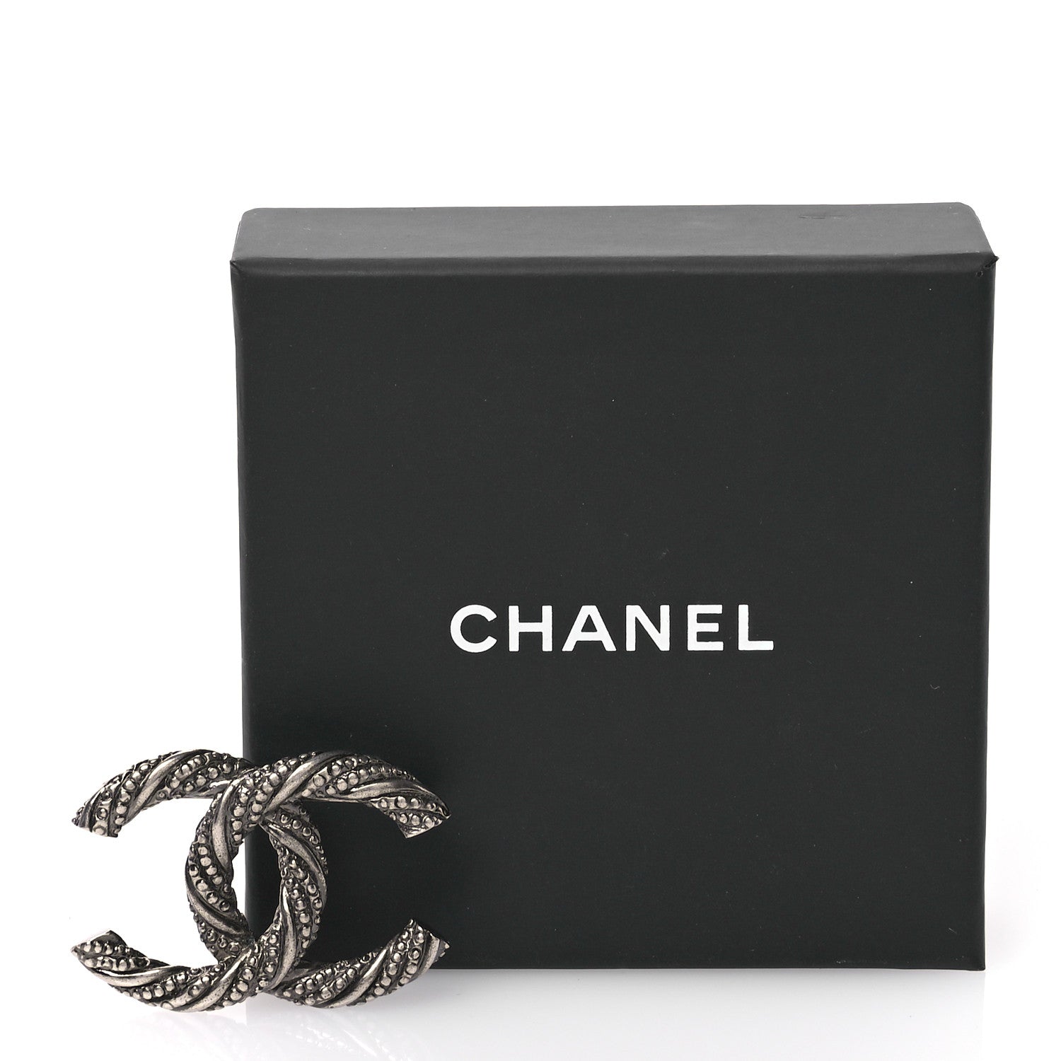 Chanel Ruthenium Twisted CC Brooch Silver 4 of 4