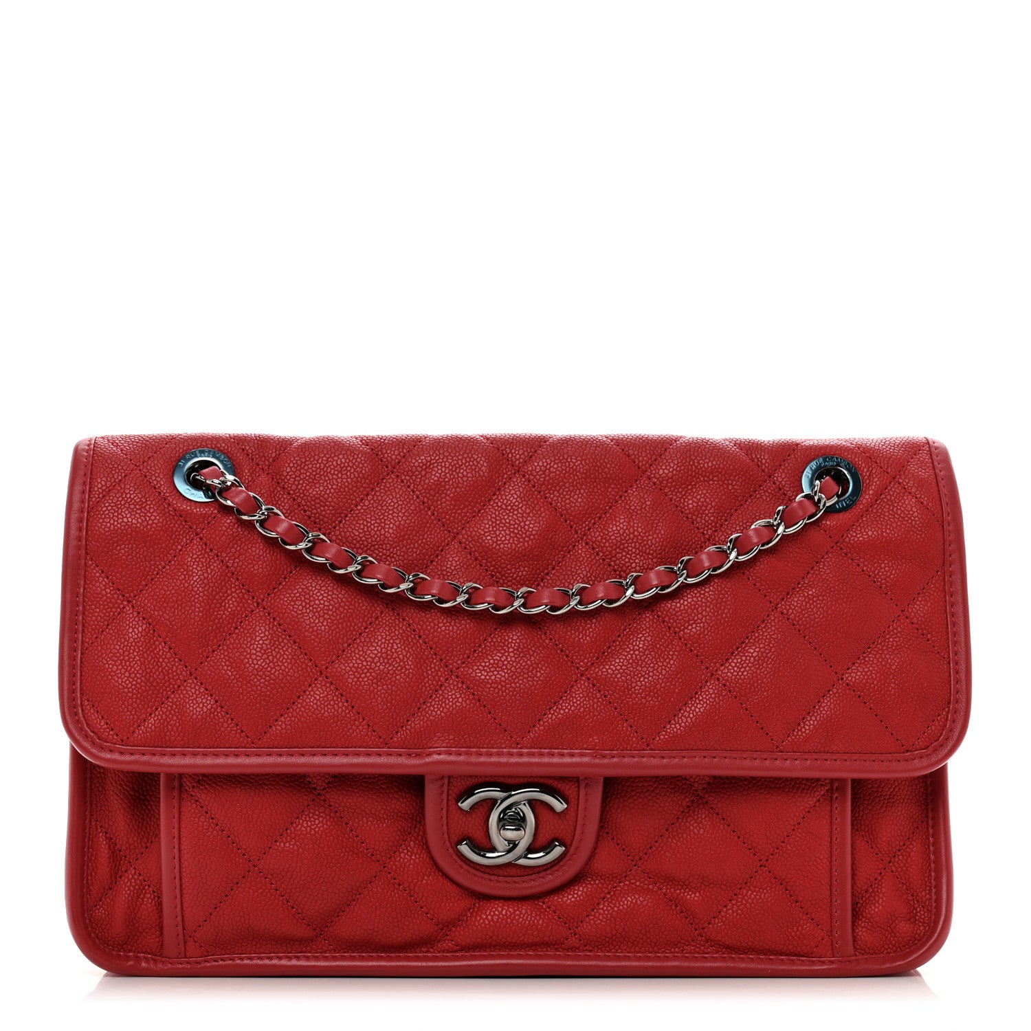 Chanel Caviar Quilted Large French Riviera Flap Red 1 of 10