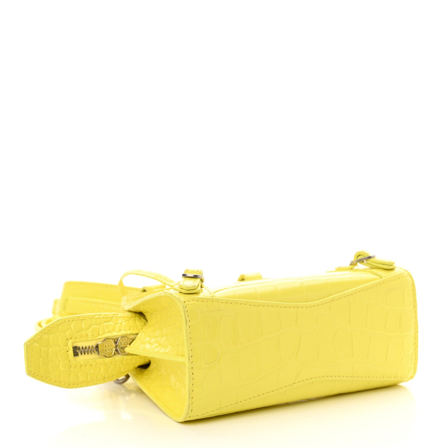 Balenciaga Calfskin Crocodile Embossed Neo Classic Hardware Nano City Crossbody Light Yellow 4 of 16