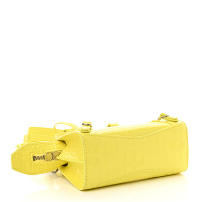 Balenciaga Calfskin Crocodile Embossed Neo Classic Hardware Nano City Crossbody Light Yellow 4 of 16