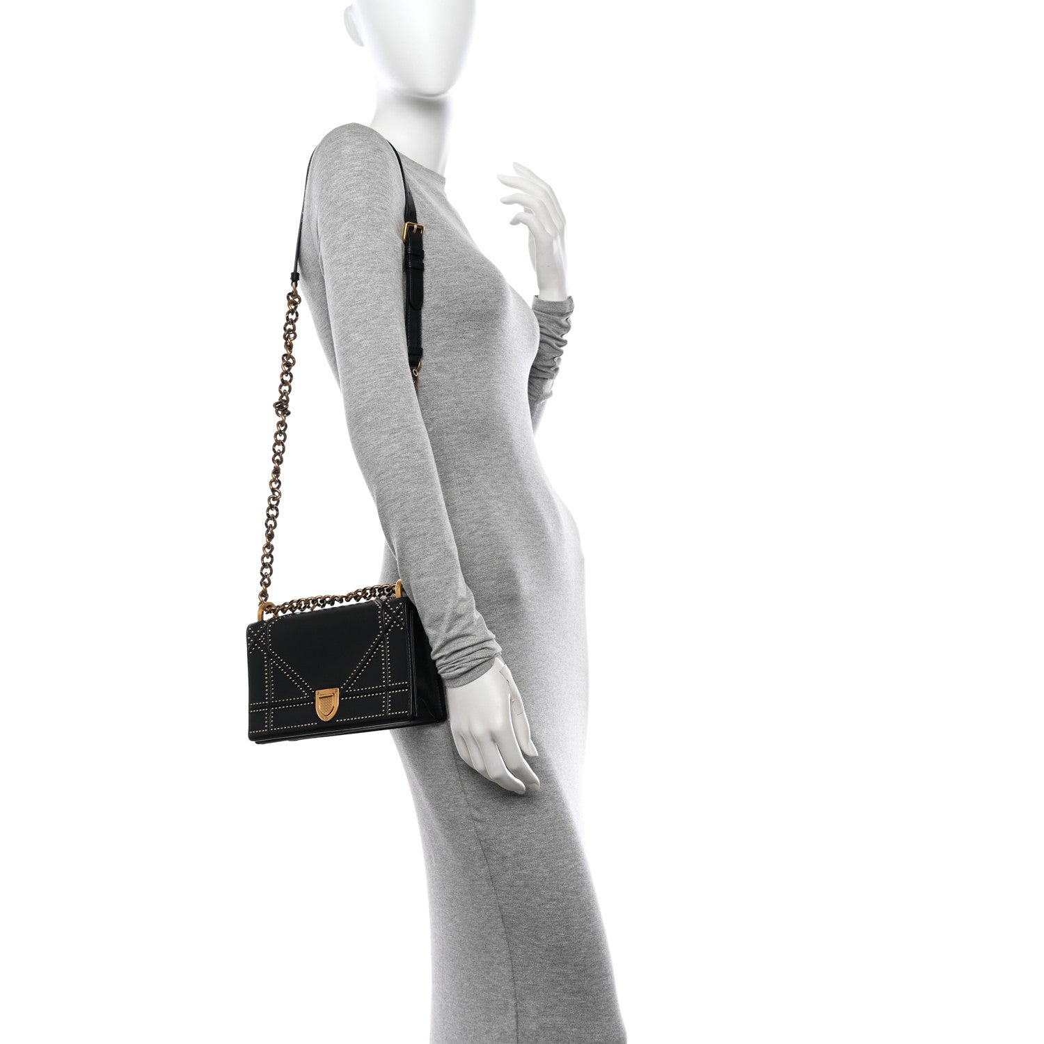 Christian Dior Lambskin Studded Small Diorama Flap Bag Black 2 of 11