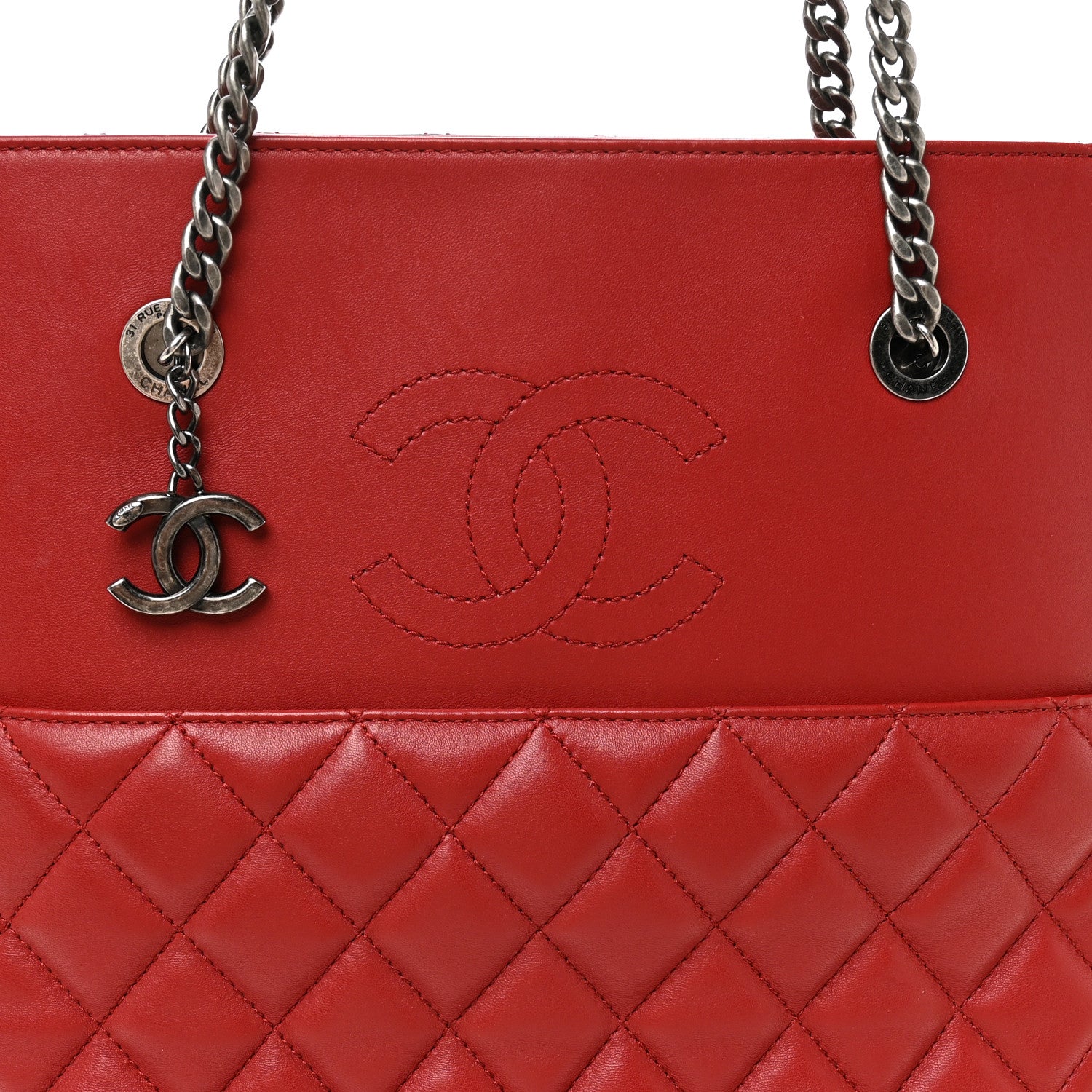 Chanel Lambskin Quilted Small Urban Delight Tote Red 8 of 11