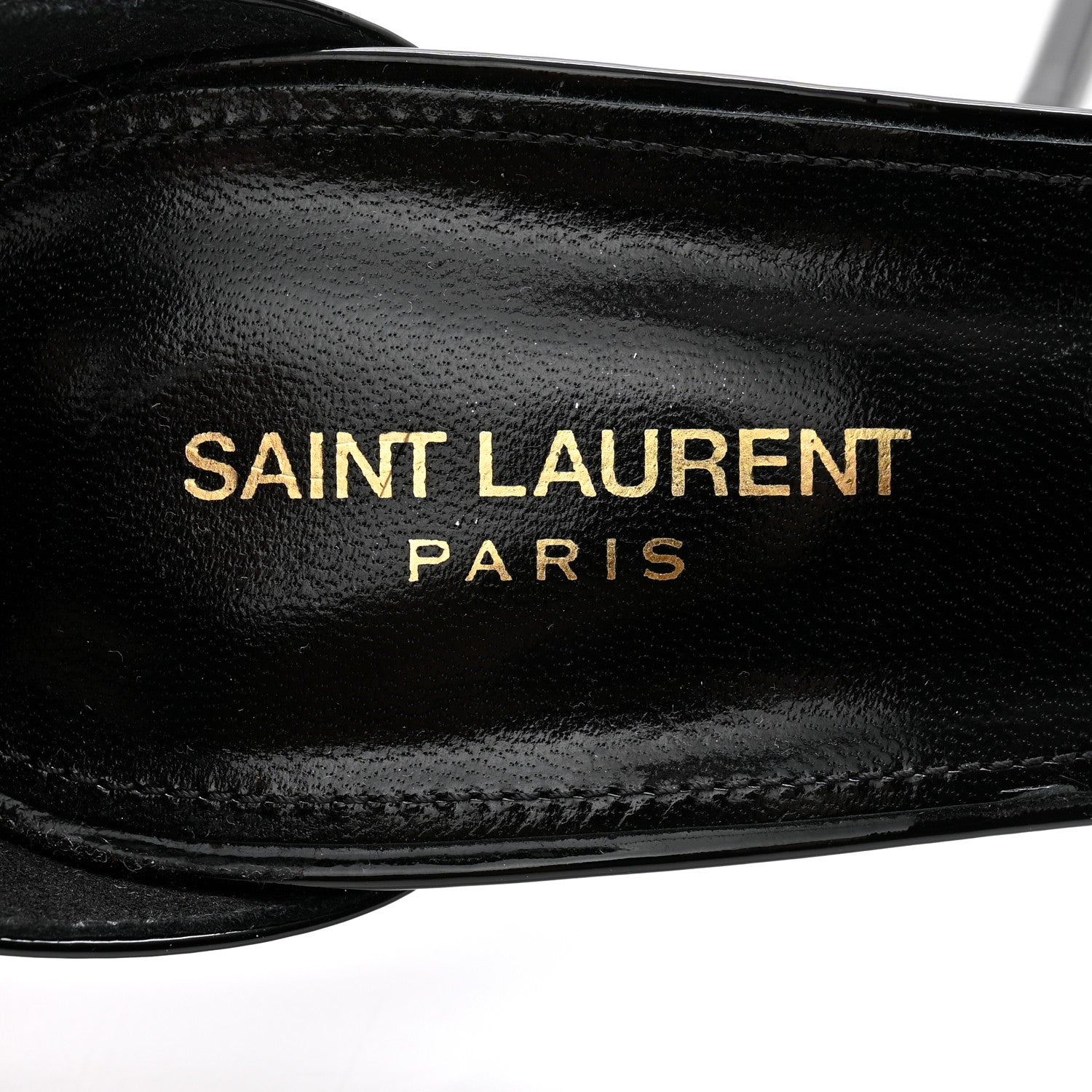 Saint Laurent Patent Calfskin Fur Jamie 110 Pumps 38.5 Black 6 of 9