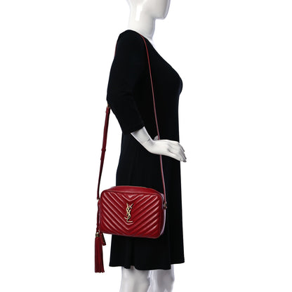 Saint Laurent Calfskin Matelasse Monogram Lou Camera Bag Red 2 of 10