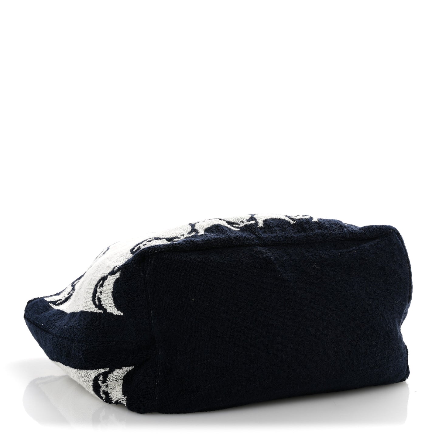 Terry Cotton CC Beach Tote Towel Set Ecru Dark Blue
