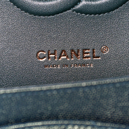 Chanel Iridescent Caviar Quilted Medium Double Flap Green 7 of 12