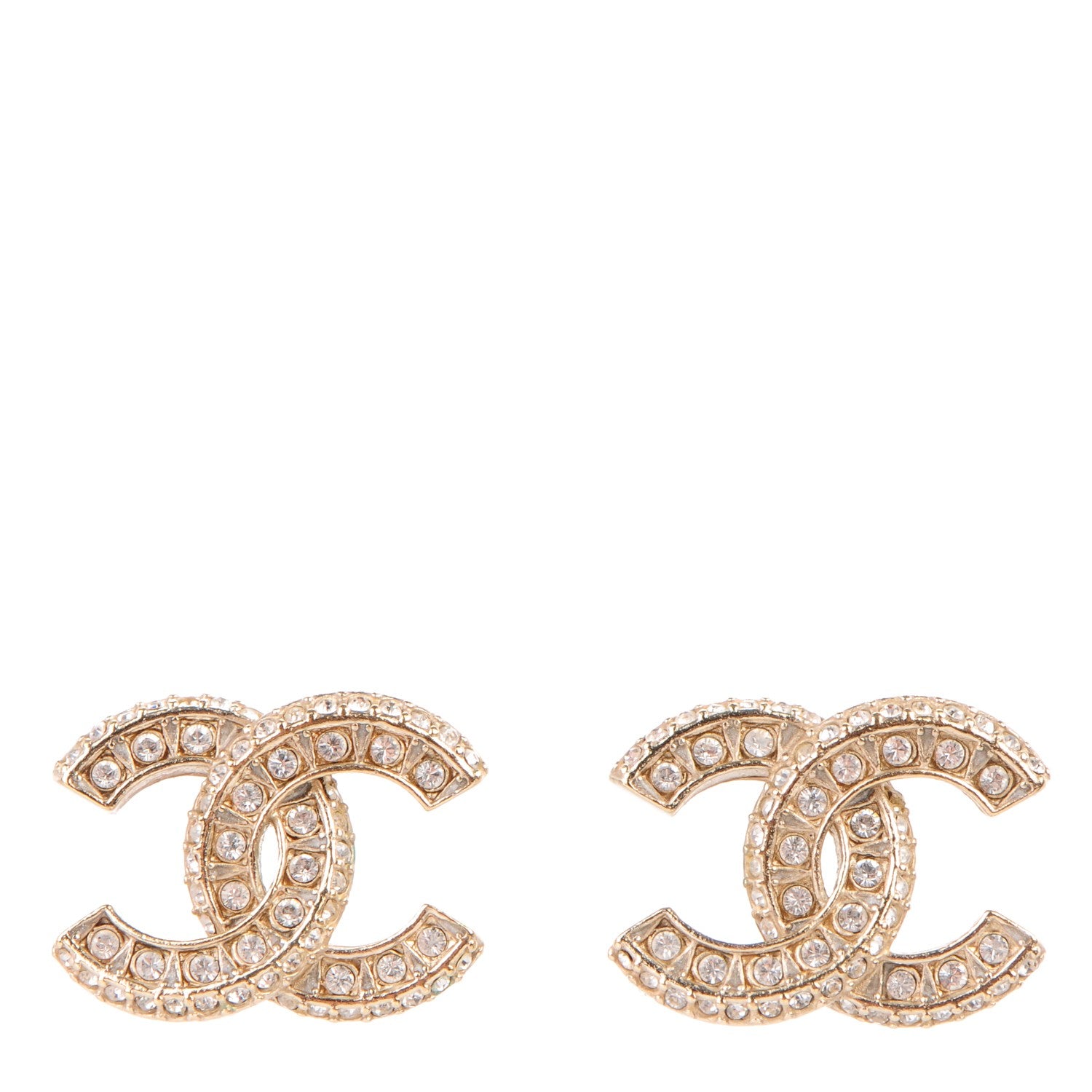 Chanel Crystal CC Earrings Gold 1 of 4