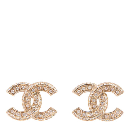 Chanel Crystal CC Earrings Gold 1 of 4