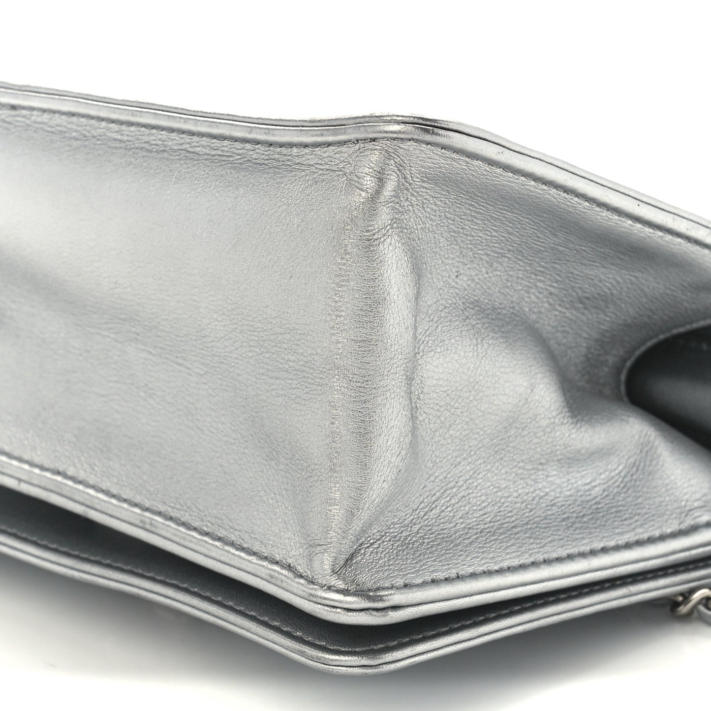 Metallic Calfskin Mini Propeller Flap Silver