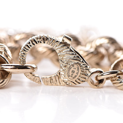 Chanel Metal Crystal Cha-Nel Logo Charm Bracelet Gold 4 of 5