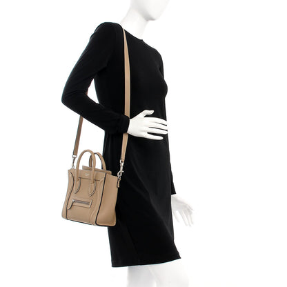 Celine Drummed Calfskin Nano Luggage Dune 2 of 7