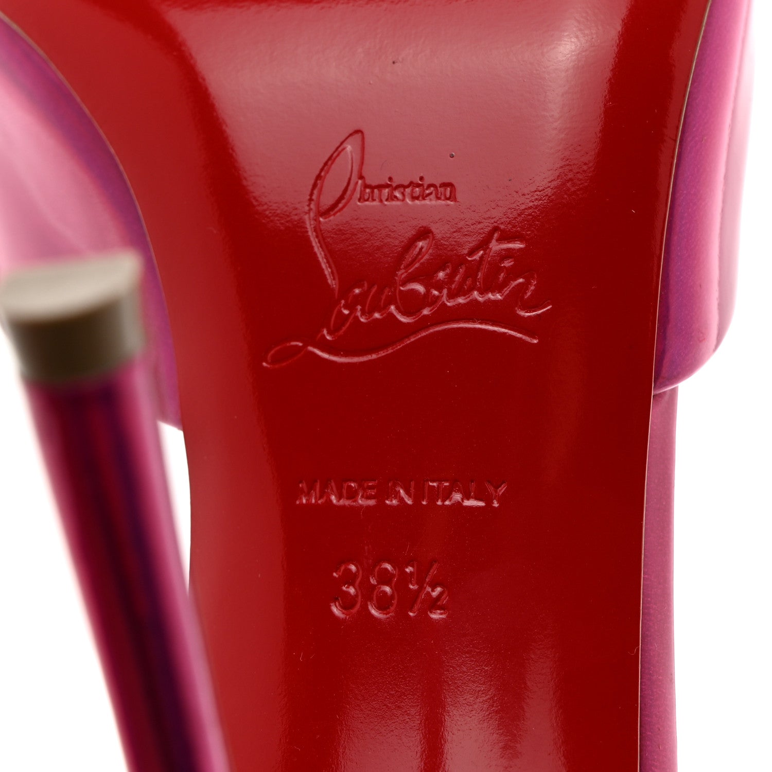 Christian Louboutin Patent Psychic Me Dolly 100 Sandals 38.5 Fuxia 7 of 8