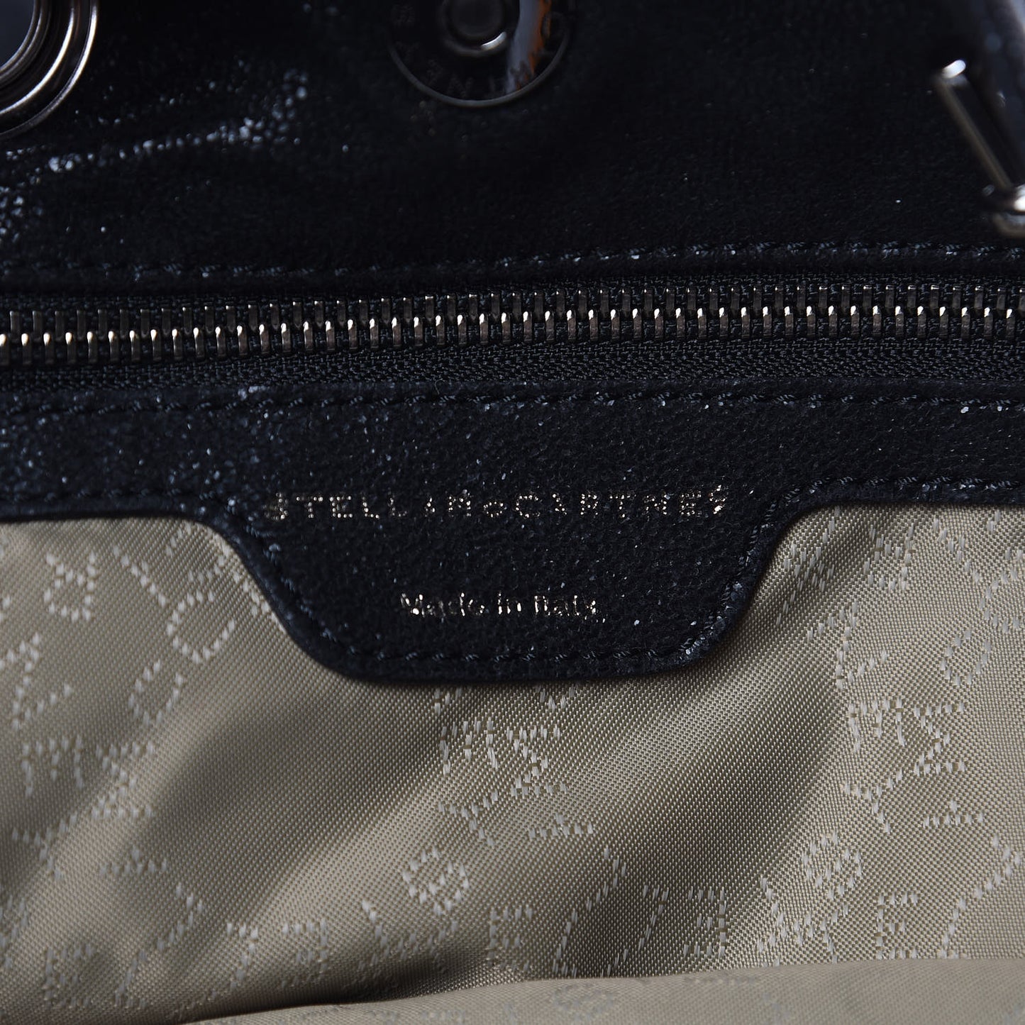 Chamois Shiny Dotted Large Falabella Bucket Bag Ruthenium