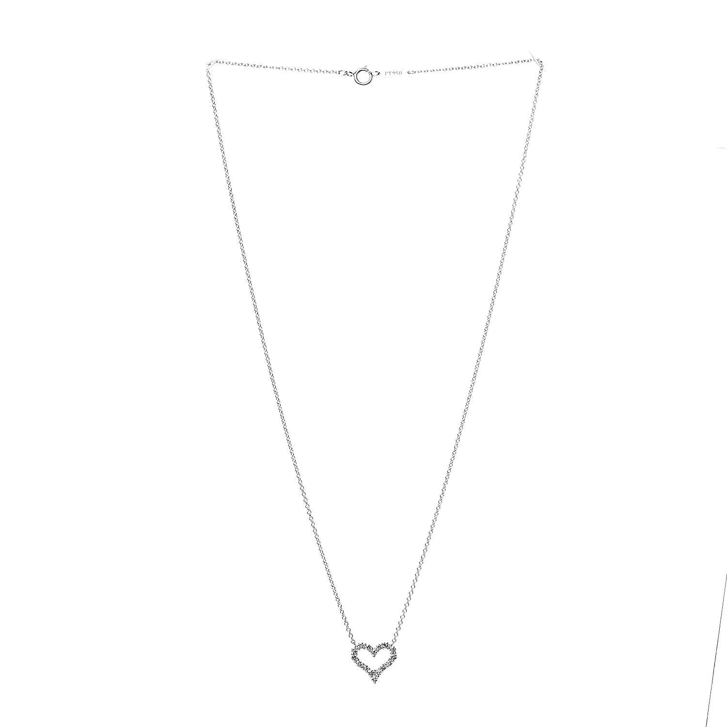 Tiffany Platinum Diamond Mini Heart Pendant Necklace 3 of 7
