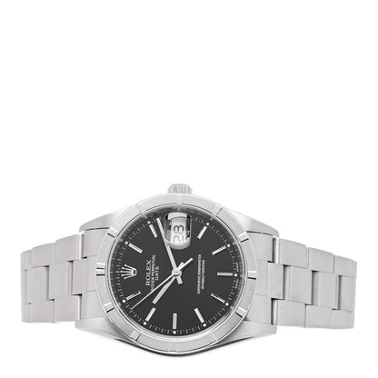 Rolex Stainless Steel 34mm Oyster Perpetual Date Watch Black 15210 2 of 4