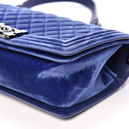 Chanel Velvet Quilted Medium Boy Flap Blue 9 of 11