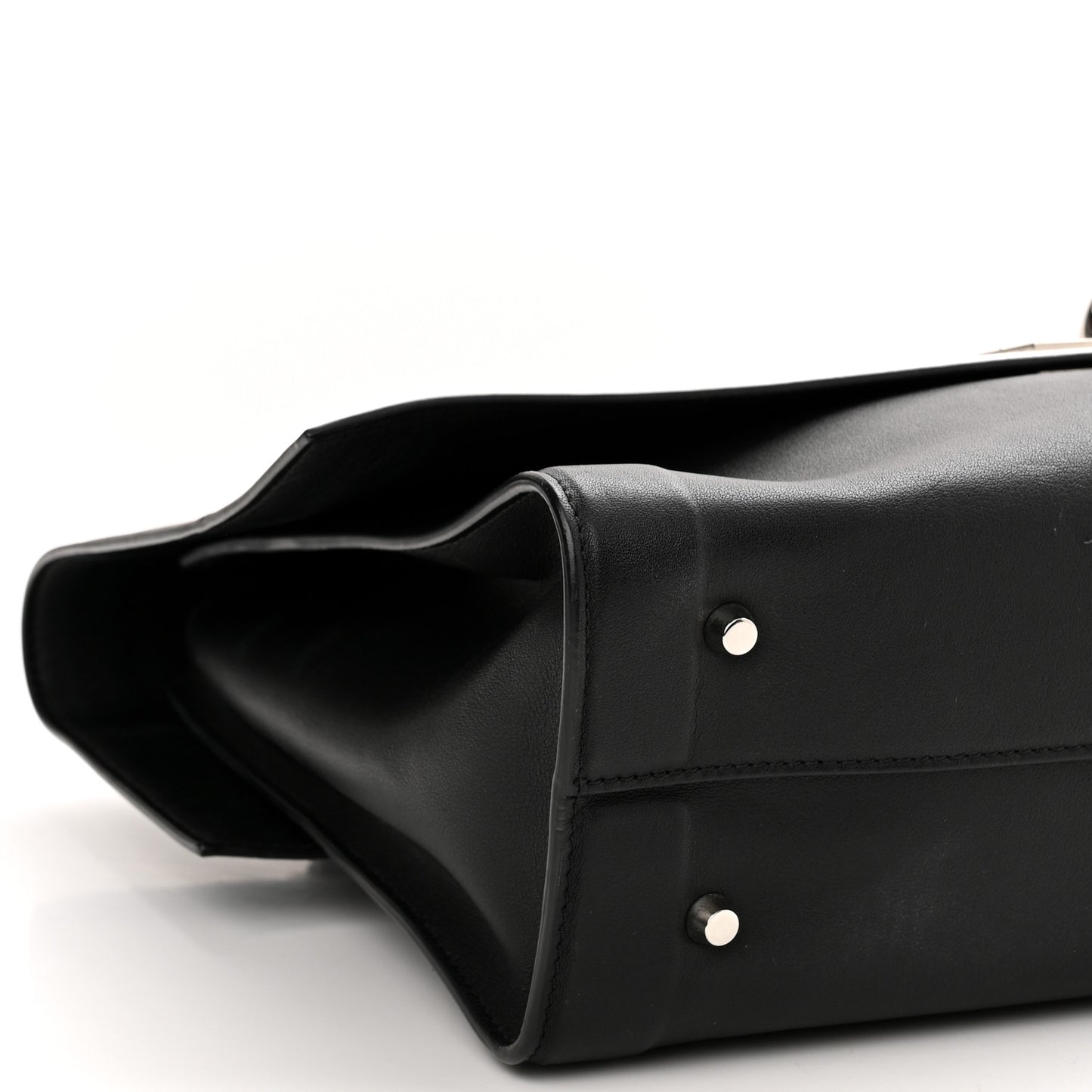 Grained Calfskin Medium Bi-Color Shark Lock Satchel Black White