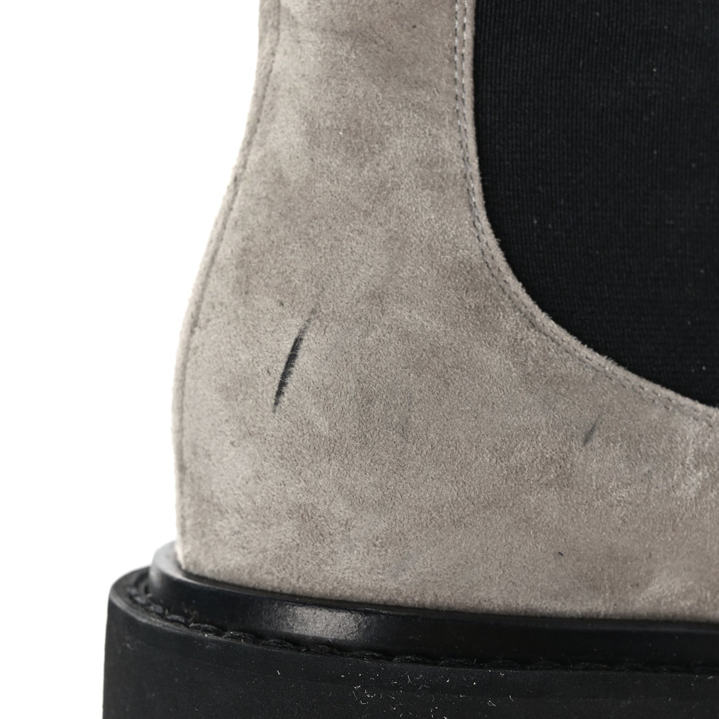 Suede Calfskin Grossgrain Cap Toe CC Ankle Boots 37.5 Light 37.5 Grey Black