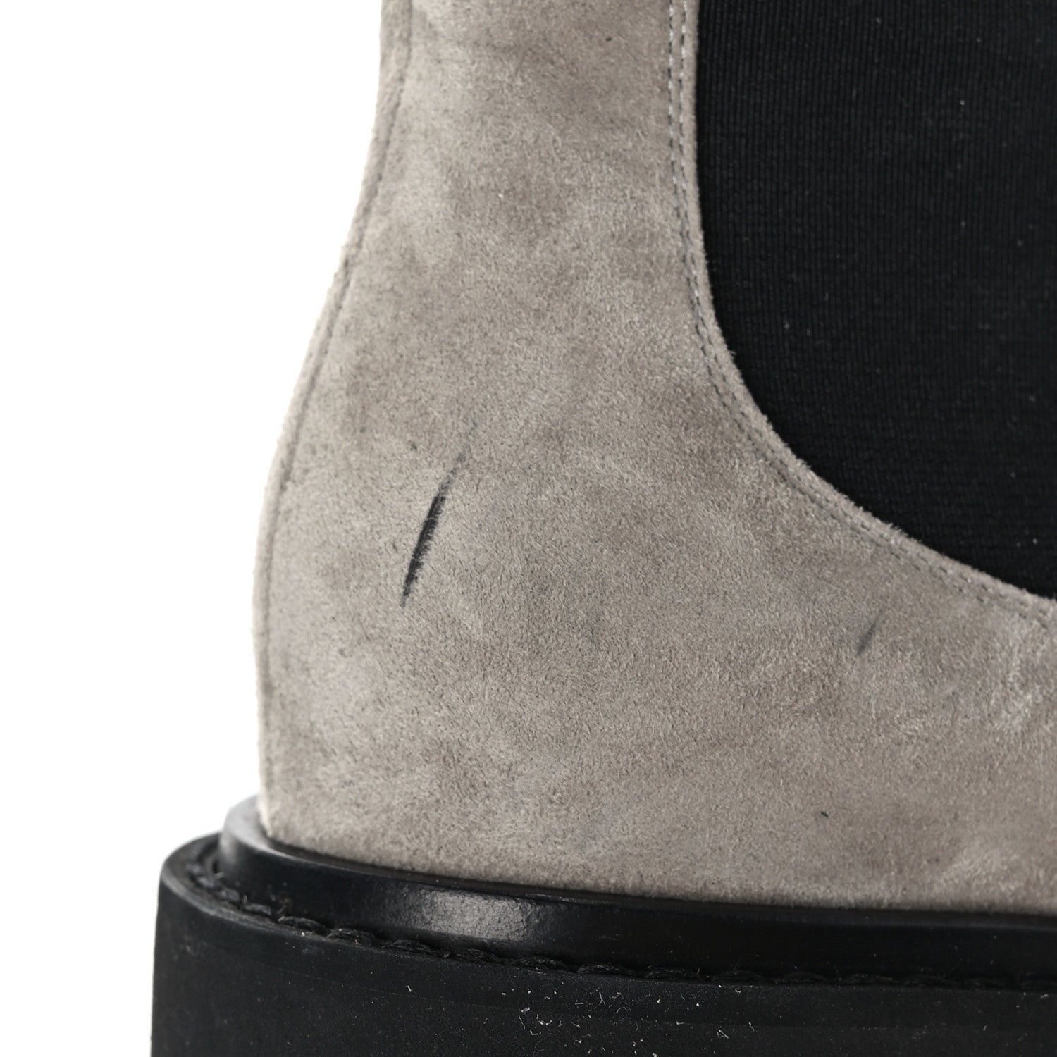 Chanel Suede Calfskin Grossgrain Cap Toe CC Ankle Boots 37.5 Light 37.5 Grey Black 9 of 9