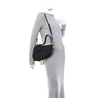 Christian Dior Grained Calfskin Saddle Bag With Strap Black 2 of 10