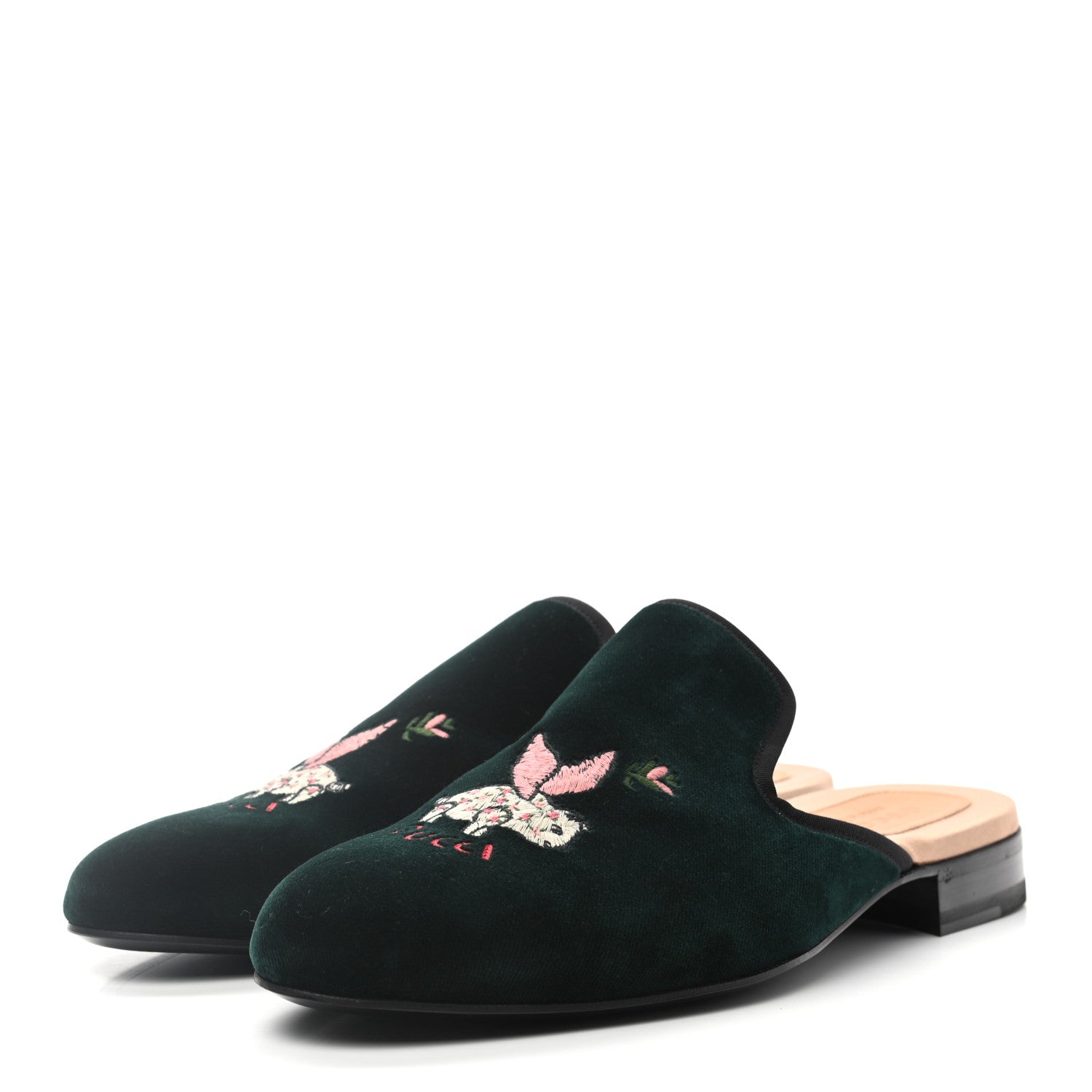 Gucci Velvet Mens Mules 9 Verde Black 3 of 7