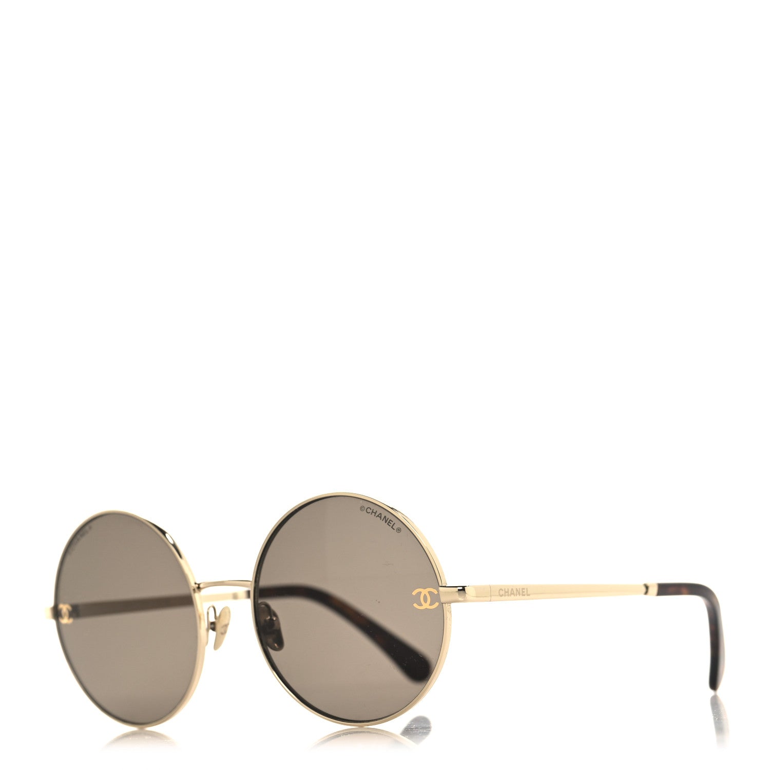 Chanel Metal Round Sunglasses 4268 Gold Tortoise 1 of 7