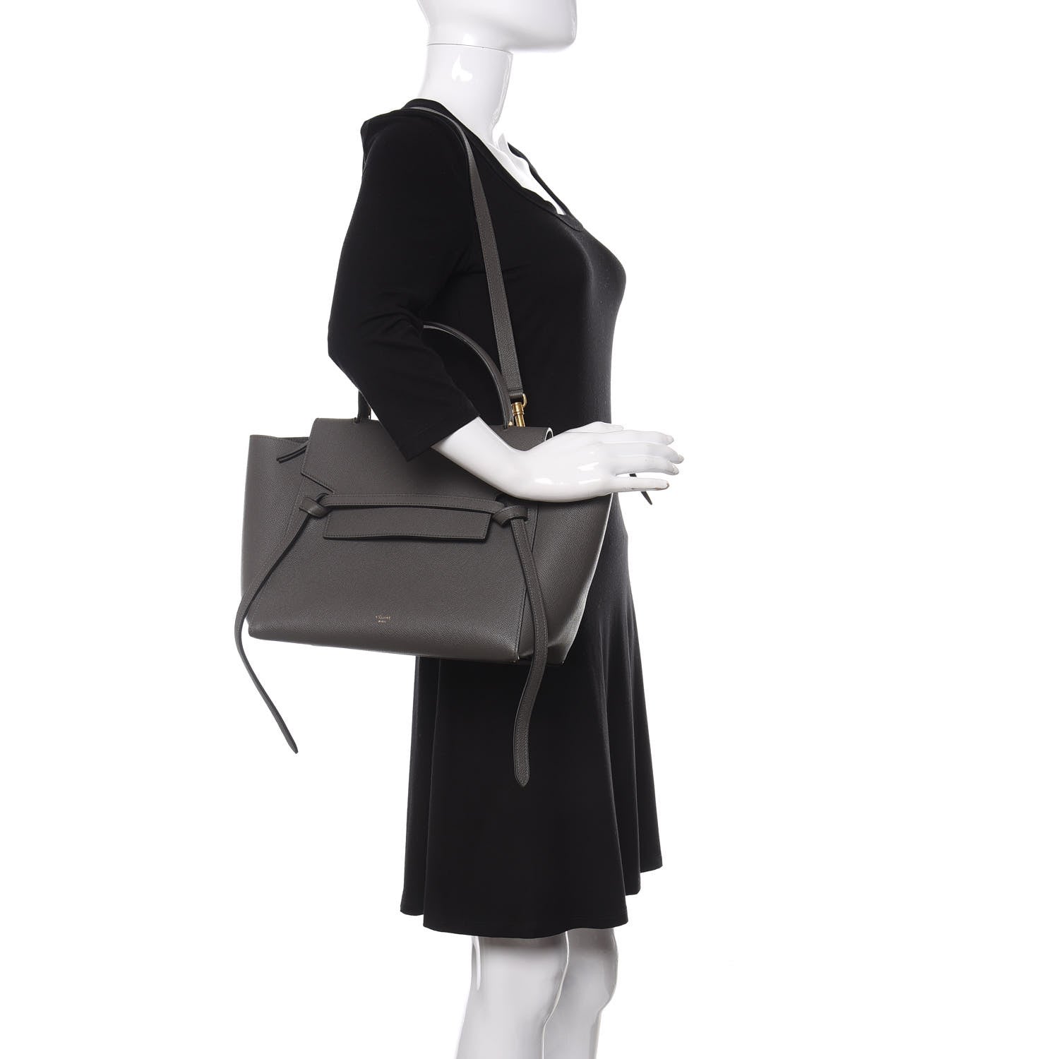 Celine Grained Calfskin Mini Belt Bag Grey 2 of 9