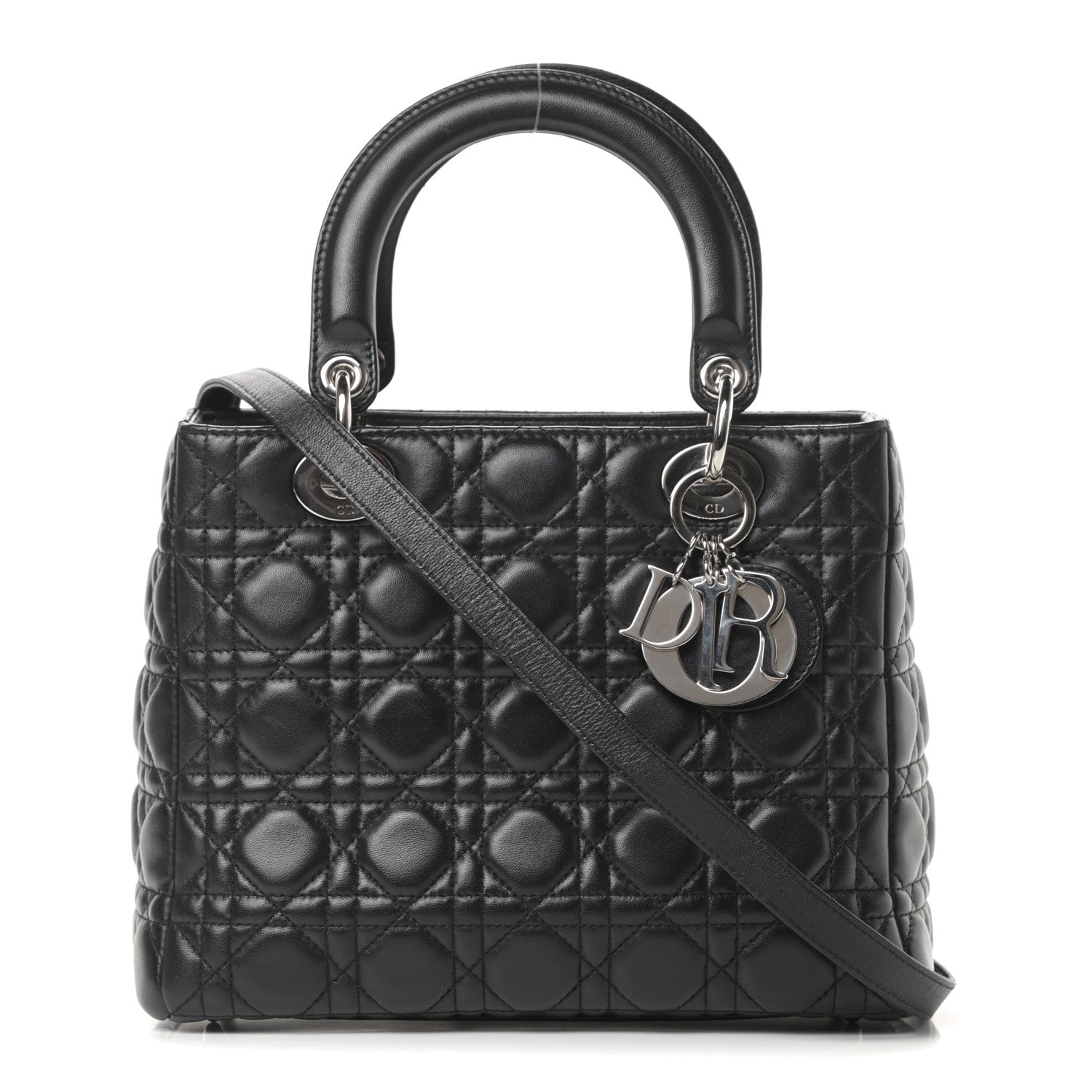 Christian Dior Lambskin Cannage Medium Lady Dior Black 1 of 14