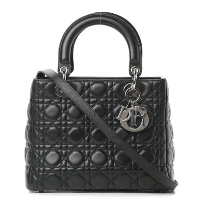 Christian Dior Lambskin Cannage Medium Lady Dior Black 1 of 14