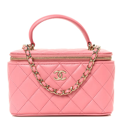Chanel Lambskin Quilted Small Top Handle Vanity Case With Chain Pink 1 of 12