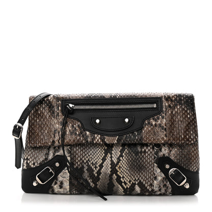 Balenciaga Snakeskin Classic Silver Hardware Envelope Strap Clutch 1 of 12