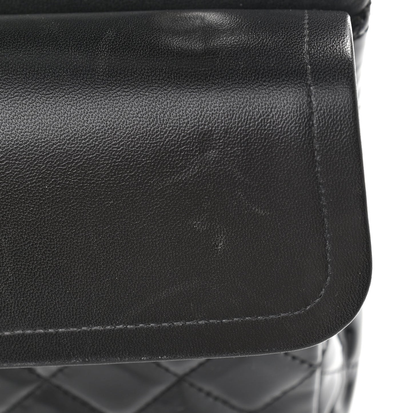 Patent Quilted Medium Double Flap Black