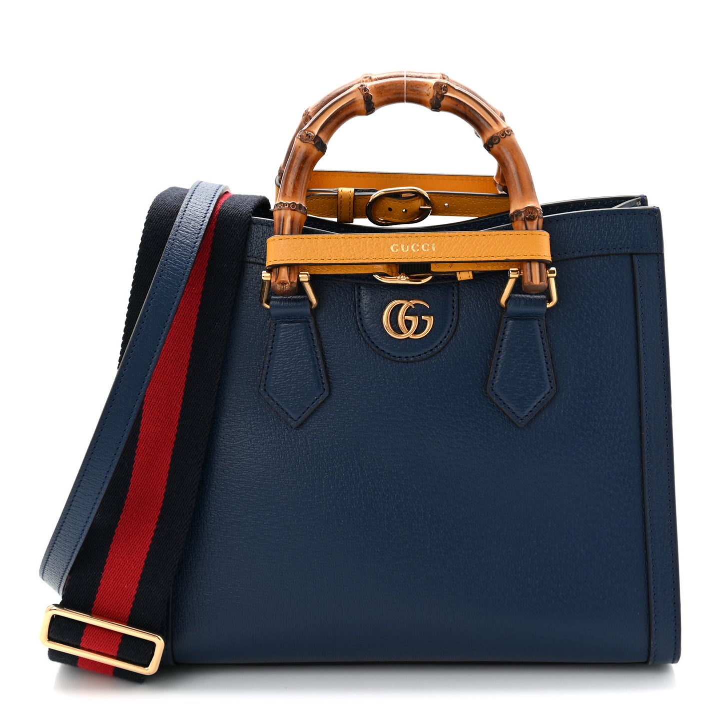 Textured Dollar Calfskin Web Small Diana Tote Bag Royal Crop