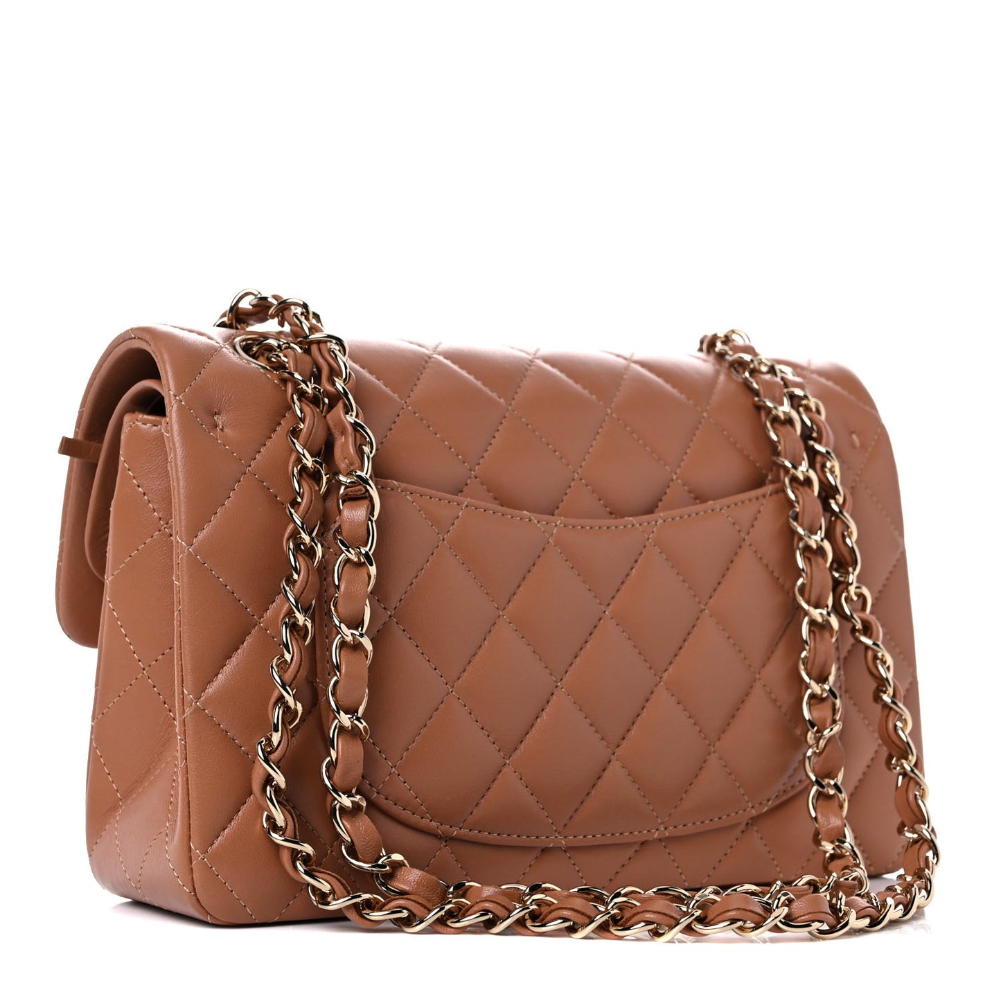 Lambskin Quilted Small Double Flap Brown