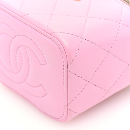 Chanel Lambskin Quilted Top Handle Mini Vanity Case With Chain Pink Green 10 of 10