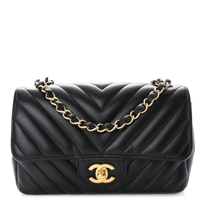 Chanel Lambskin Chevron Quilted Mini Rectangular Flap Black 1 of 11