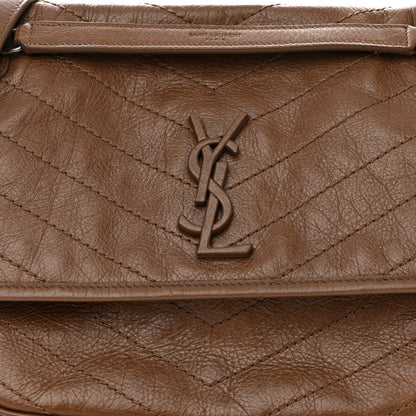 Saint Laurent Crinkled Calfskin Matelasse Monogram Medium Niki Chain Satchel Tan Brown 7 of 10