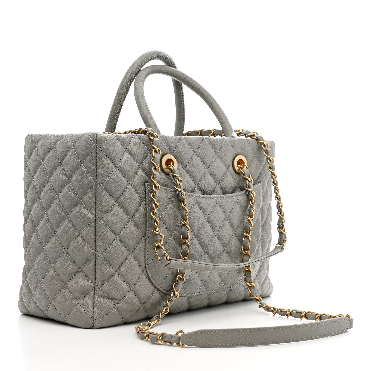 Chanel Caviar Quilted Coco Handle Shopping Tote Grey 3 of 12