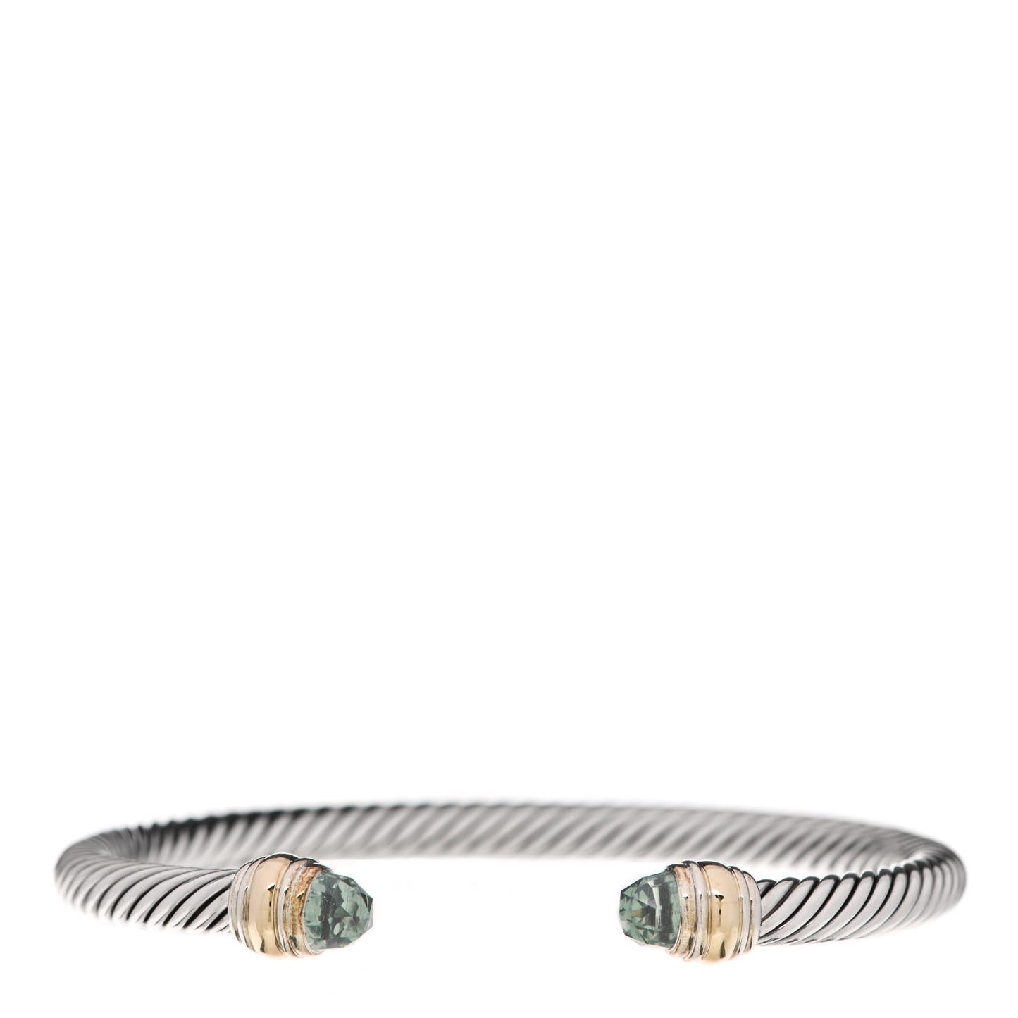 Sterling Silver 14K Yellow Gold Prasiolite 5mm Cable Classics Bracelet
